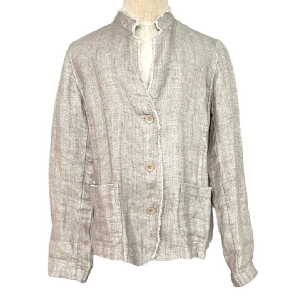 Eileen Fisher organic Linen Doubleweave Stand Collar Jacket Plus Size Women 1X